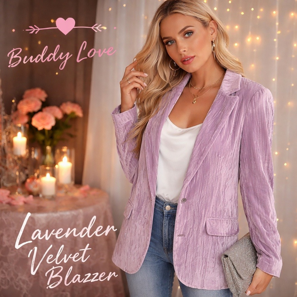 Buddy Love Heff Crushed Velvet Blazer Lilac Purple S Romantic Cottage Whimsigoth
